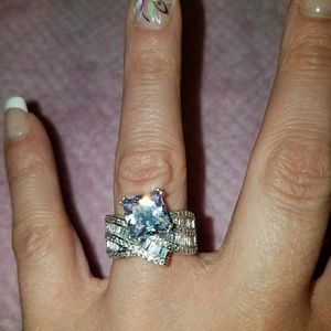 Sterling silver white sapphire ring